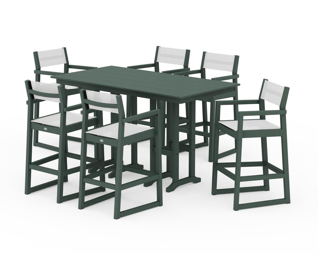 POLYWOOD® EDGE Sling Arm Chair 7-Piece Farmhouse Bar Set