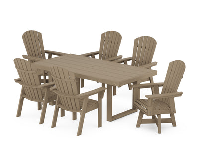 Nautical Curveback Adirondack Swivel Chair 7-Piece Dining Set