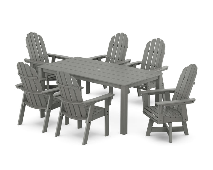 POLYWOOD® Vineyard Curveback Adirondack 7-Piece Parsons Swivel Dining Set