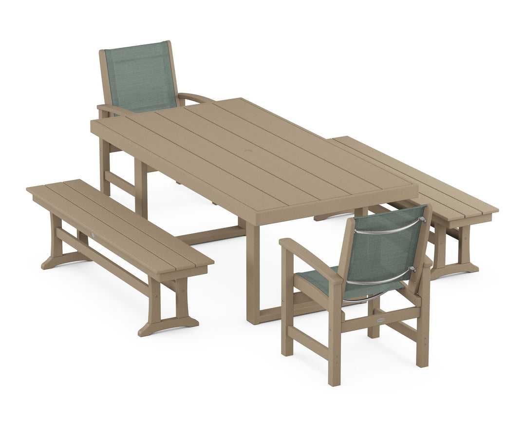 POLYWOOD® Coastal 5-Piece Dining Set with Trestle Legs