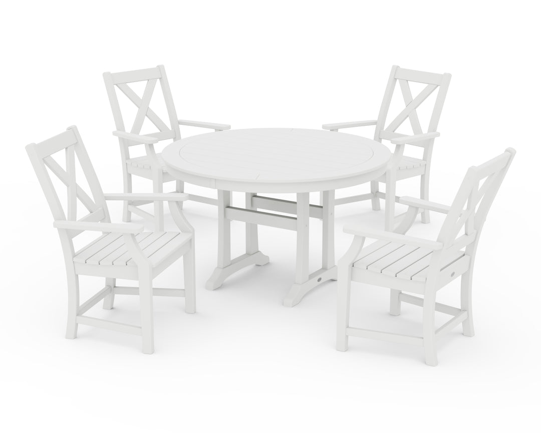 POLYWOOD® Braxton 5-Piece Nautical Trestle Arm Chair Dining Set