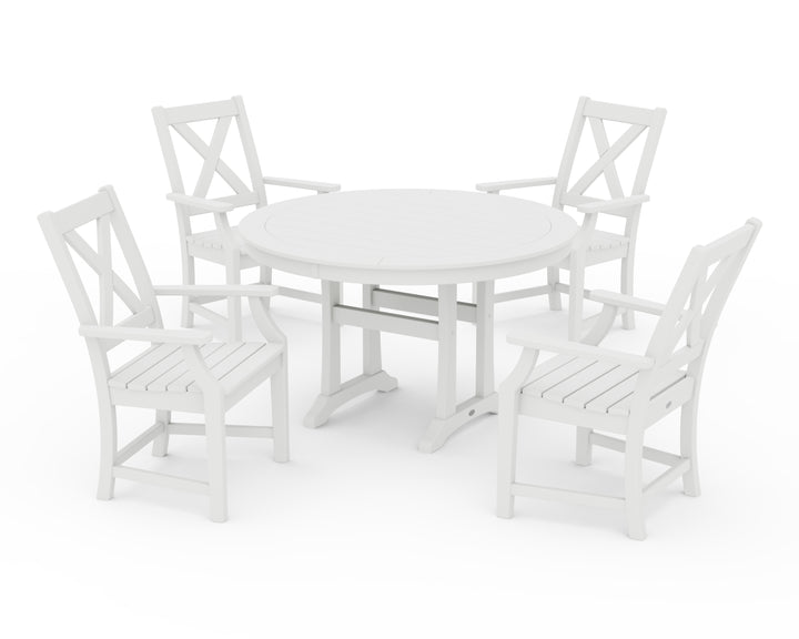 POLYWOOD® Braxton 5-Piece Nautical Trestle Arm Chair Dining Set