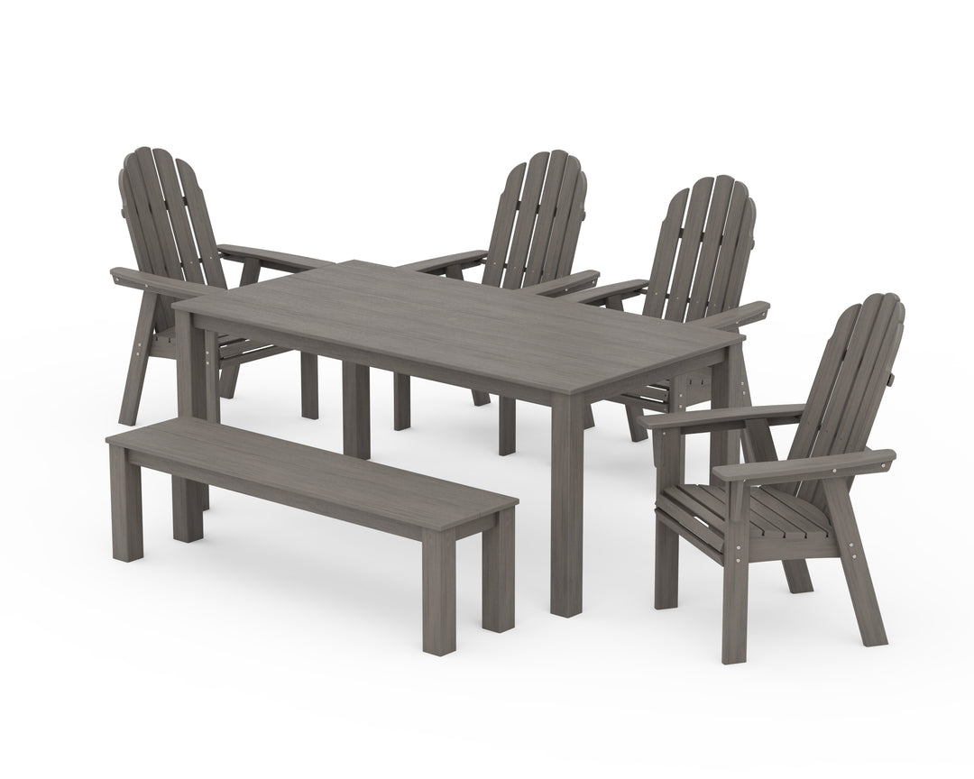 POLYWOOD® Vineyard Curveback Adirondack 6-Piece Parsons Dining Set with Bench