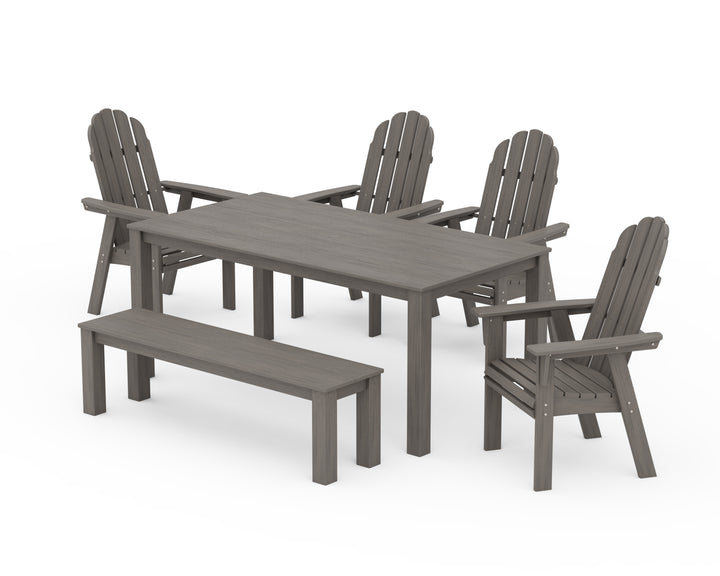 POLYWOOD® Vineyard Curveback Adirondack 6-Piece Parsons Dining Set with Bench
