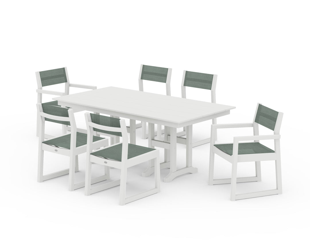 POLYWOOD® EDGE Sling 7-Piece Farmhouse Dining Set