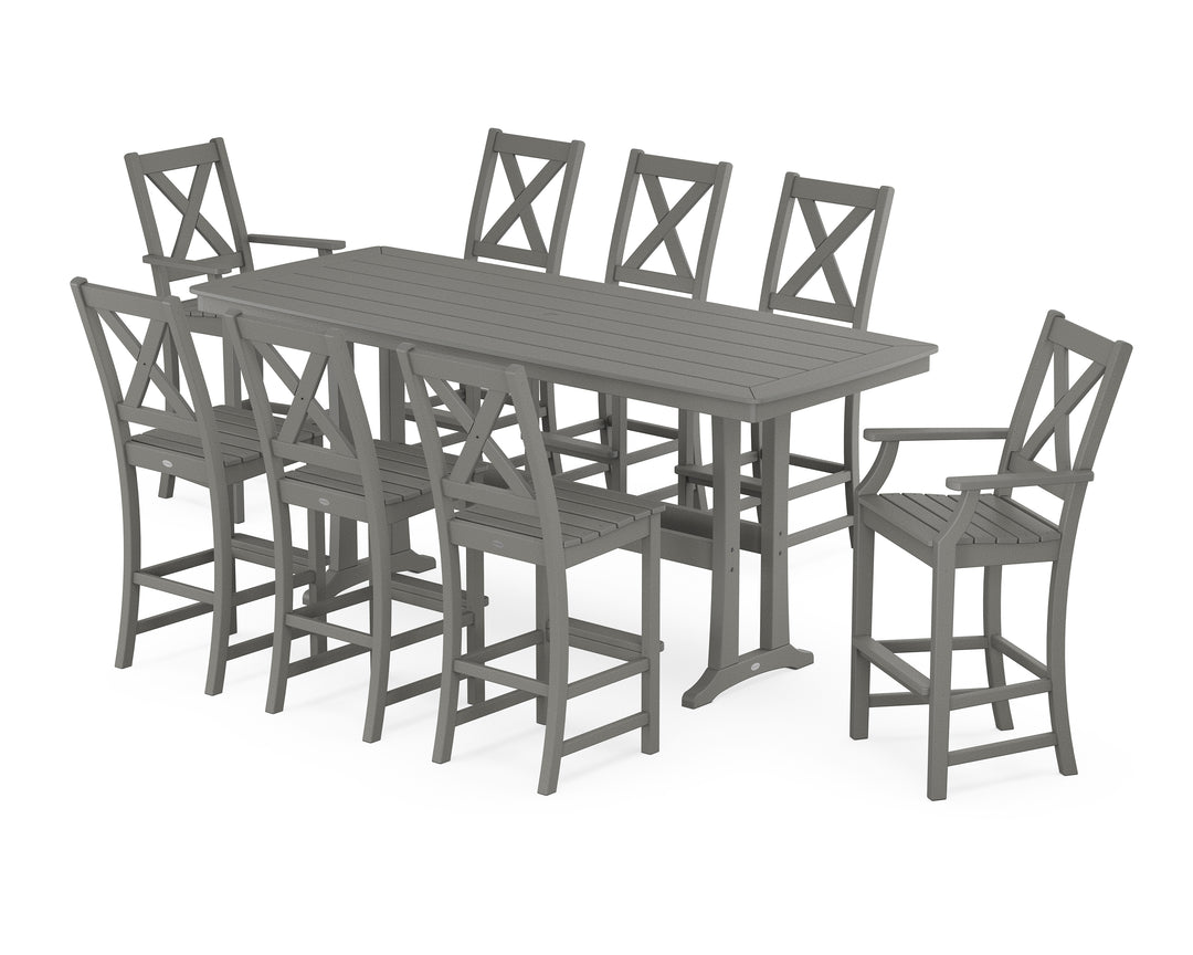 POLYWOOD® Braxton 9-Piece Bar Set with Trestle Legs