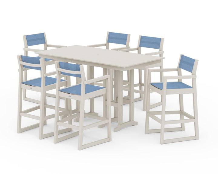 POLYWOOD® EDGE Sling Arm Chair 7-Piece Farmhouse Bar Set