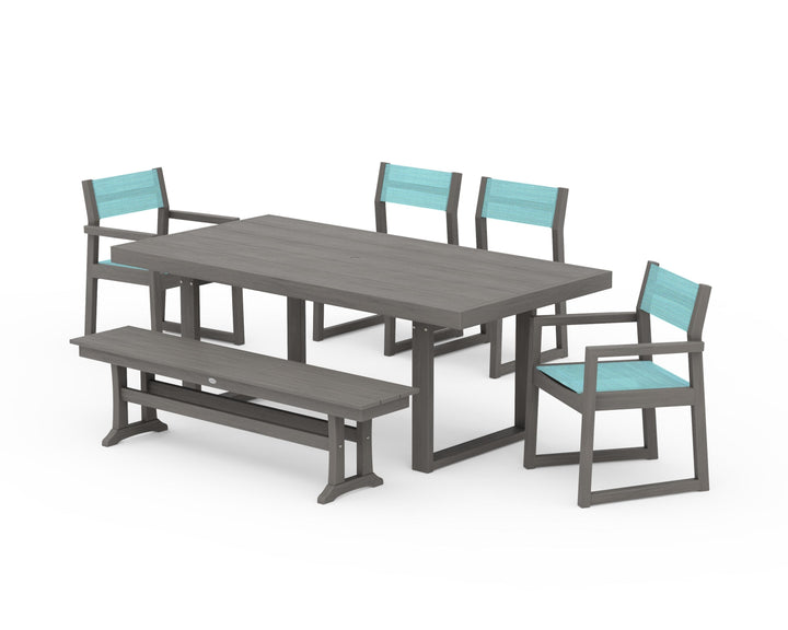 POLYWOOD® EDGE Sling 6-Piece Dining Set with Bench
