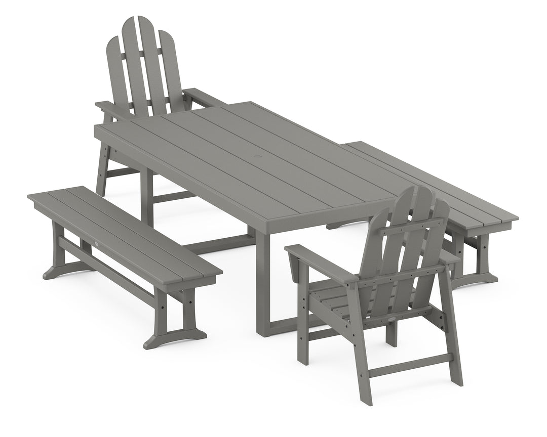 POLYWOOD® Long Island 5-Piece Dining Set with Benches