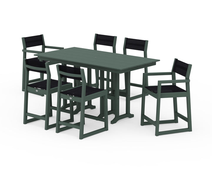 POLYWOOD® EDGE Sling 7-Piece Farmhouse Counter Set with Trestle Legs