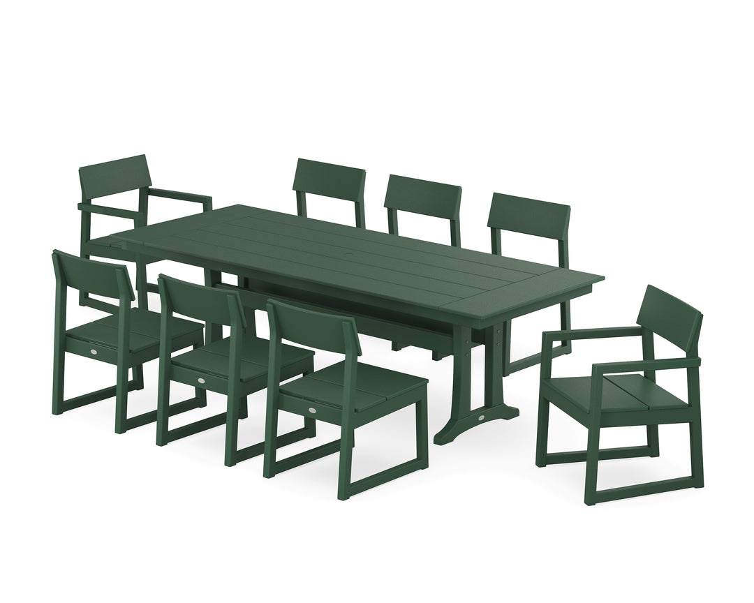 POLYWOOD® EDGE 9-Piece Farmhouse Dining Set with Trestle Legs