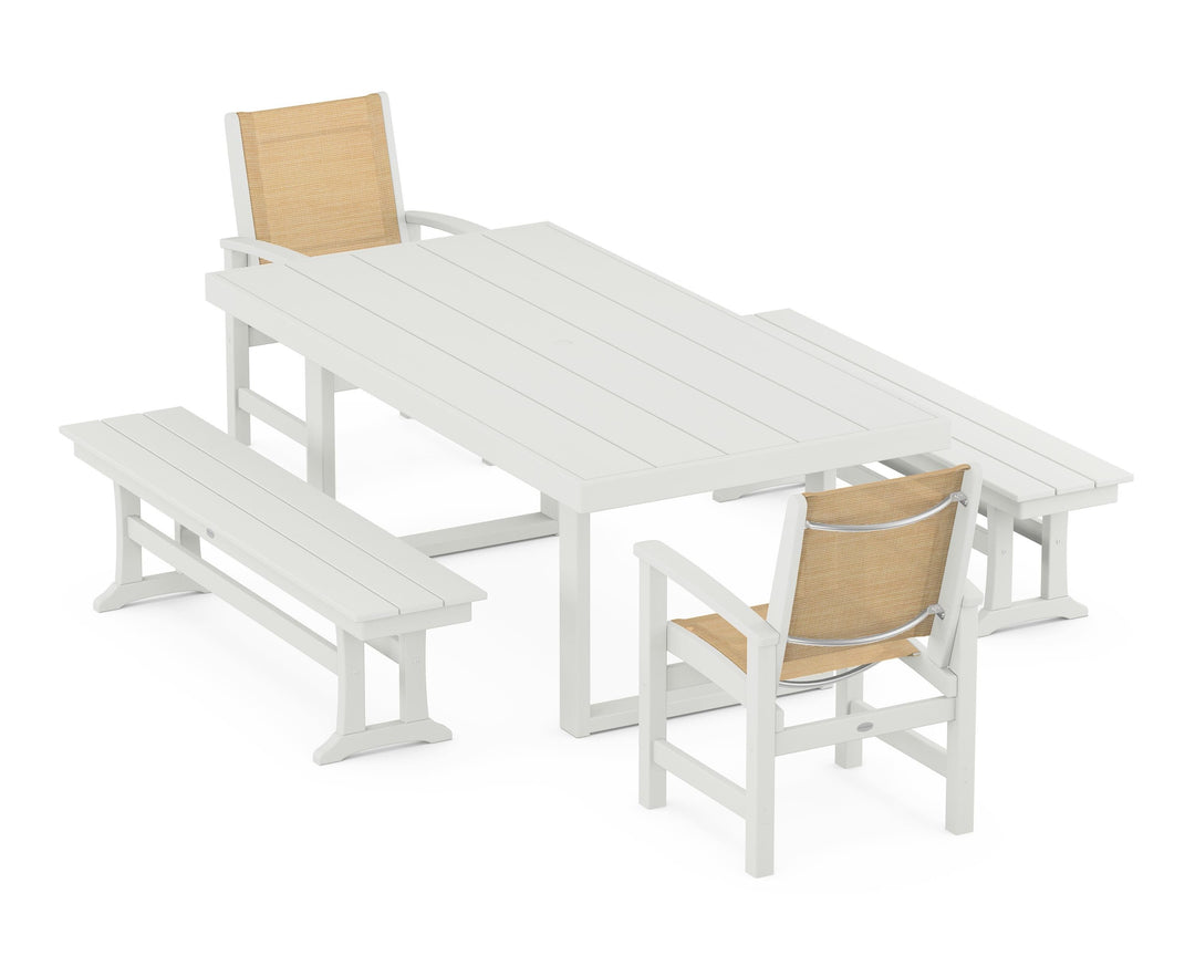 POLYWOOD® Coastal 5-Piece Dining Set with Trestle Legs