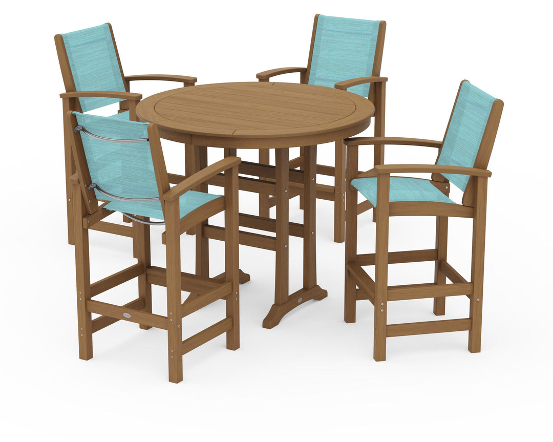 POLYWOOD® Coastal 5-Piece Nautical Trestle Bar Set