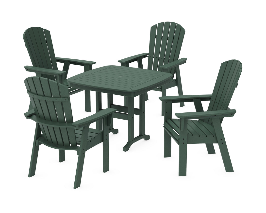 POLYWOOD® Nautical Curveback Adirondack 5-Piece Dining Set with Square Dining Table