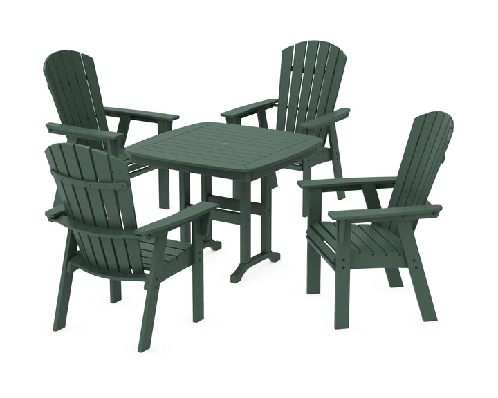 POLYWOOD® Nautical Curveback Adirondack 5-Piece Dining Set with Square Dining Table