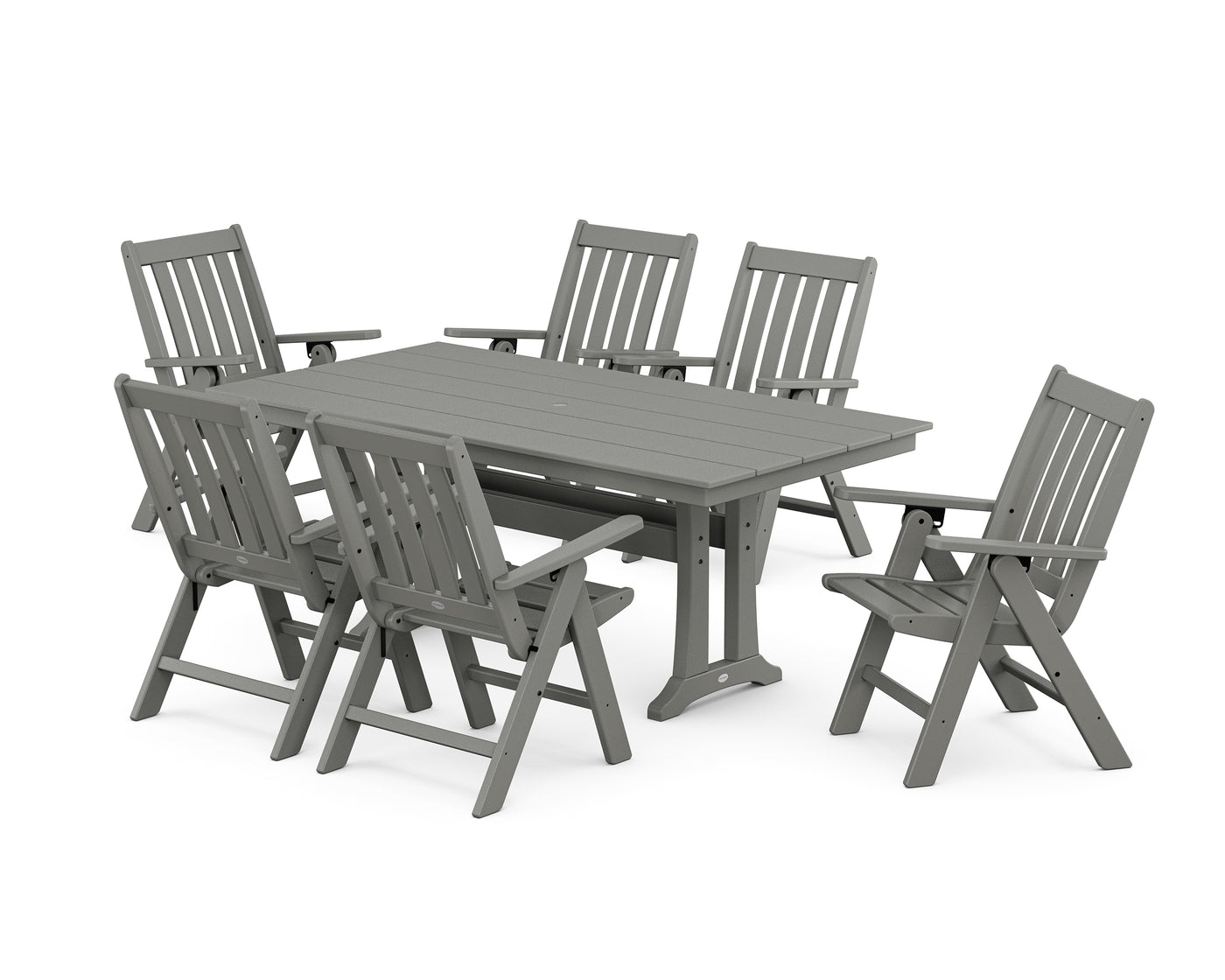 Vineyard Folding Chair 7-Piece Farmhouse Dining Set with Trestle Legs