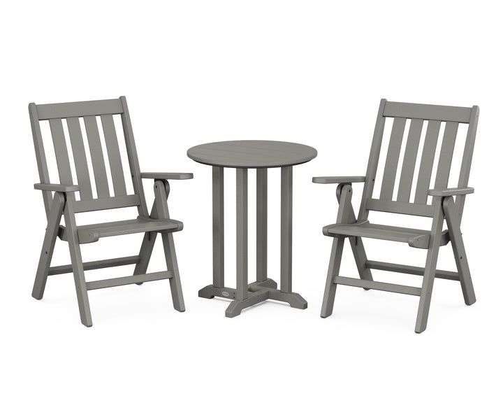 POLYWOOD® Vineyard Folding Chair 3-Piece Round Bistro Dining Set