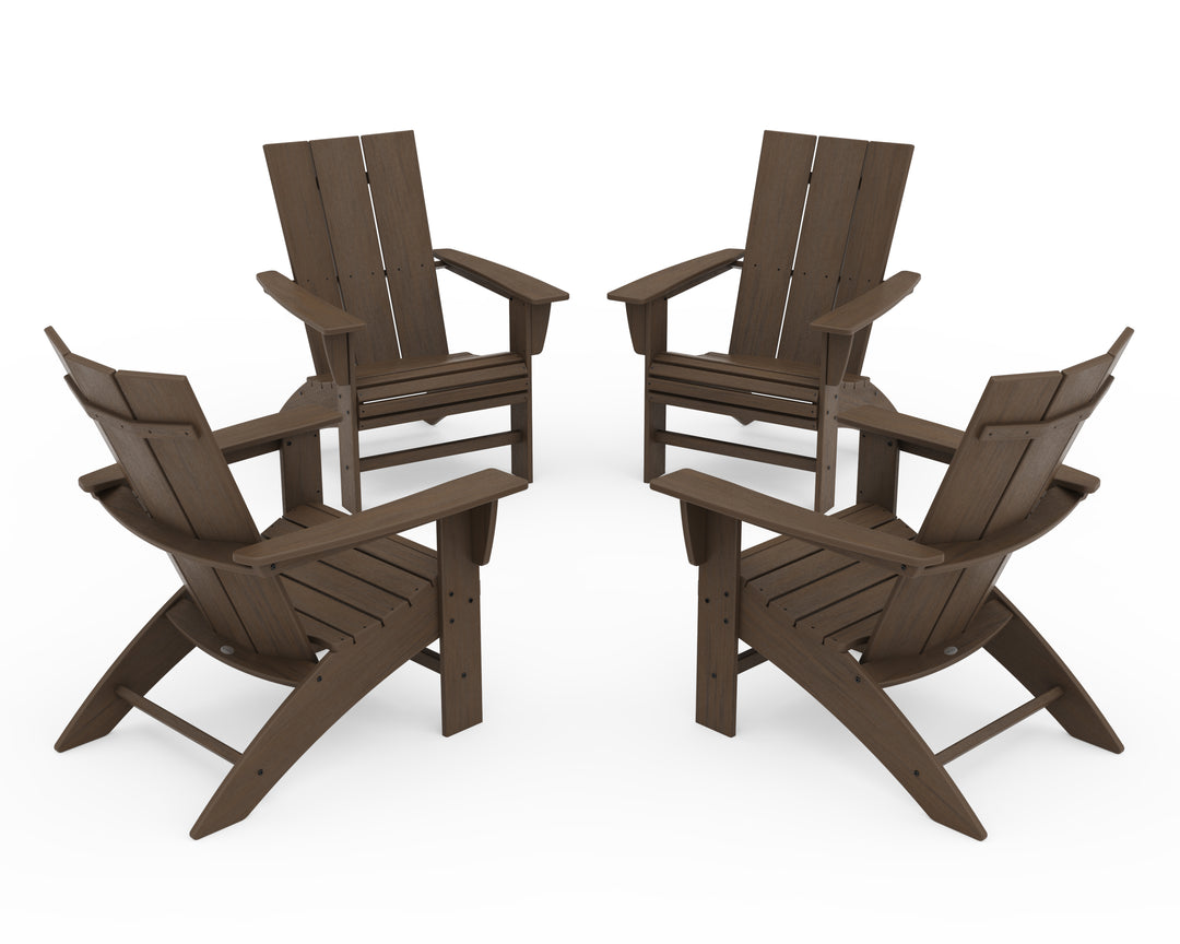 POLYWOOD® 4-Piece Modern Curveback Adirondack Conversation Set