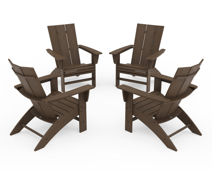 POLYWOOD® 4-Piece Modern Curveback Adirondack Conversation Set
