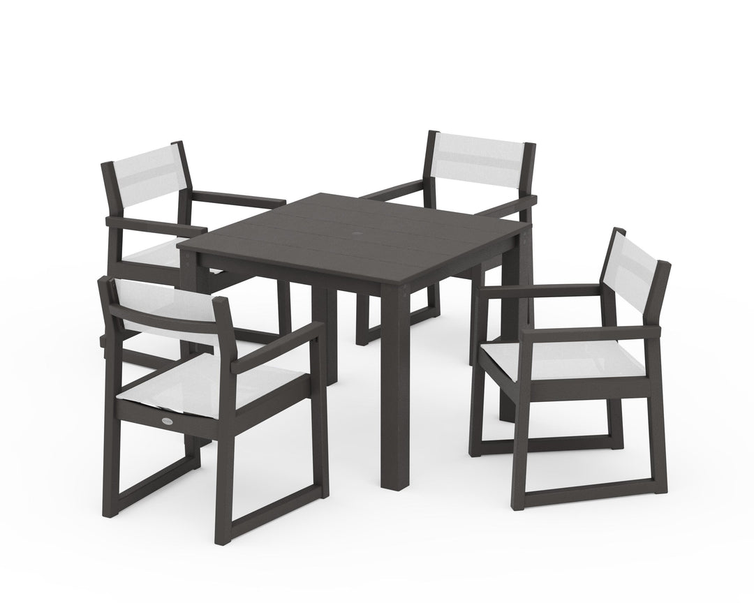 POLYWOOD® EDGE Sling Arm Chair 5-Piece Parsons Dining Set