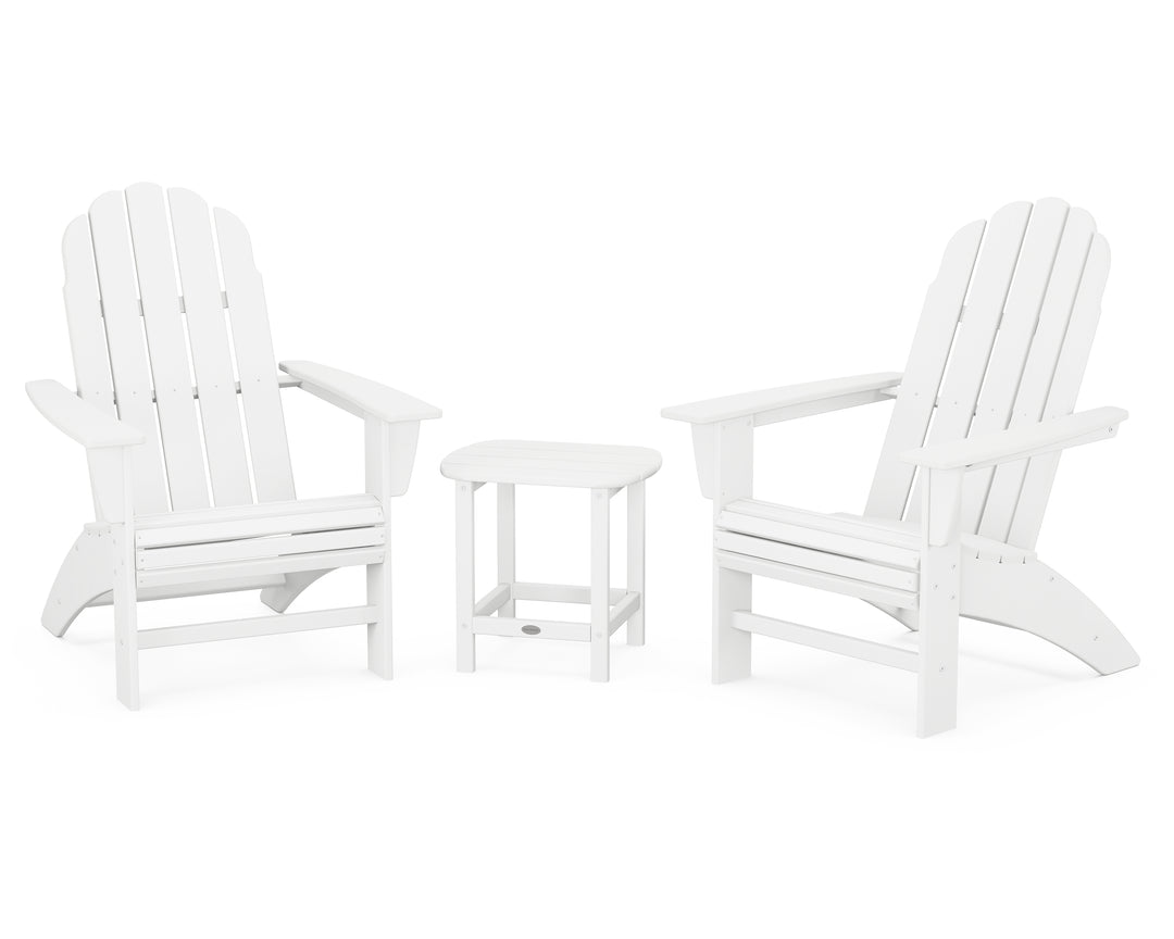 POLYWOOD® Vineyard 3-Piece Curveback Adirondack Set with South Beach 18" Side Table