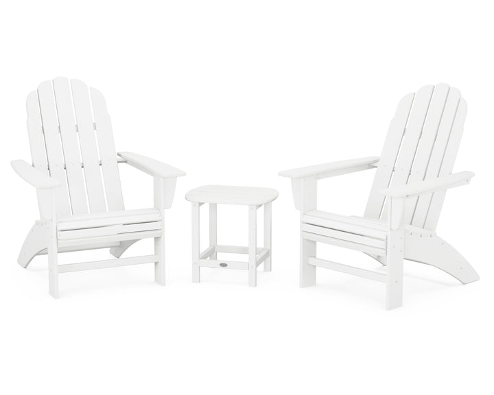 POLYWOOD® Vineyard 3-Piece Curveback Adirondack Set with South Beach 18" Side Table