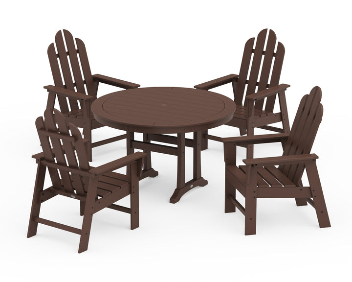POLYWOOD® Long Island 5-Piece Round Dining Set with Trestle Legs