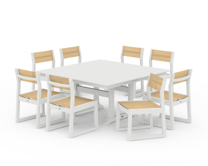 POLYWOOD® EDGE Sling Side Chair 9-Piece Farmhouse Trestle Dining Set
