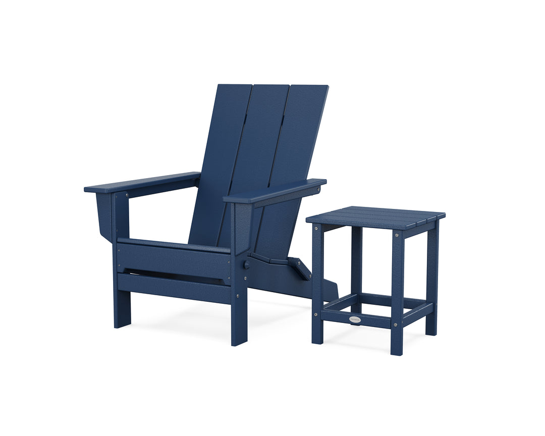 POLYWOOD® Modern Studio Folding Adirondack Chair with Side Table
