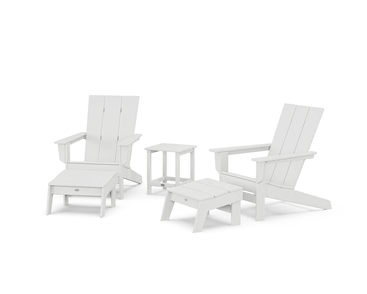 POLYWOOD® 5-Piece Modern Studio Adirondack Set with Ottomans and Side Table