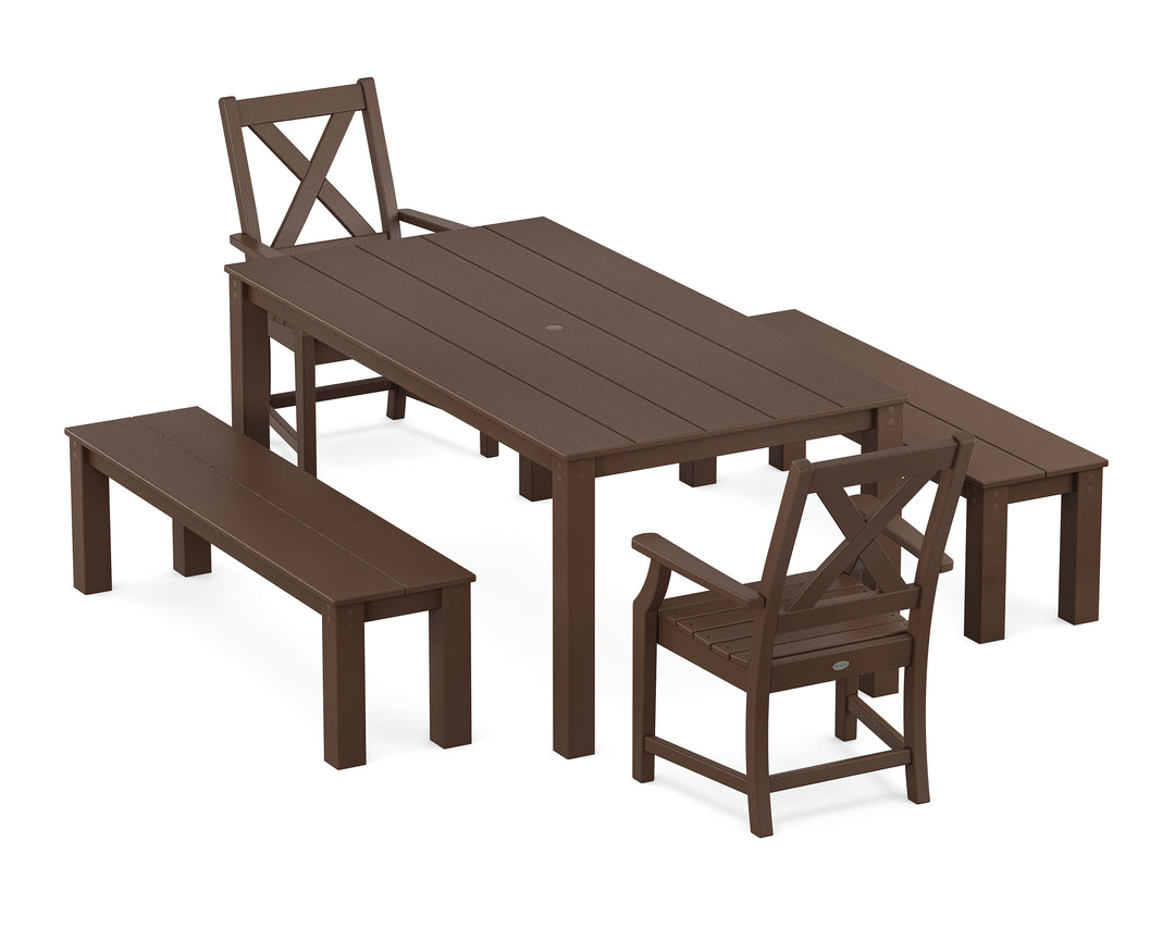 POLYWOOD® Braxton 5-Piece Parsons Dining Set with Benches