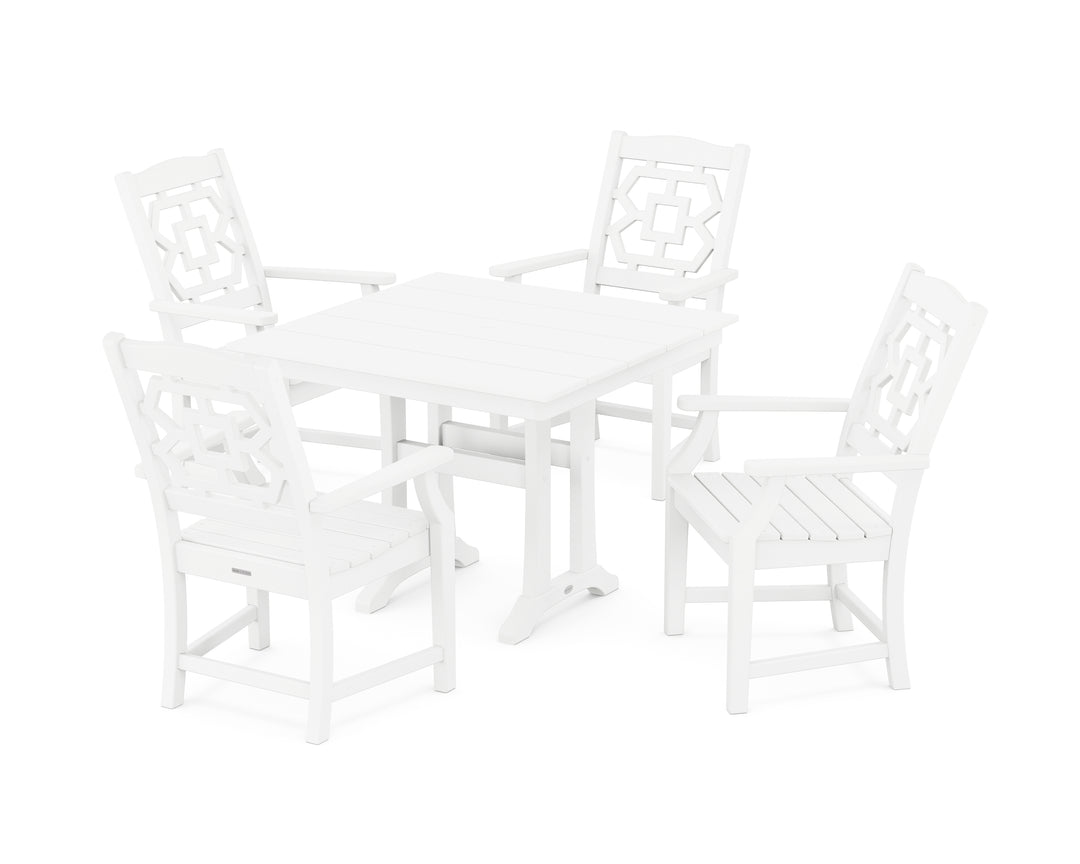 Martha Stewart by POLYWOOD® Chinoiserie 5-Piece Farmhouse Dining Set with Trestle Legs