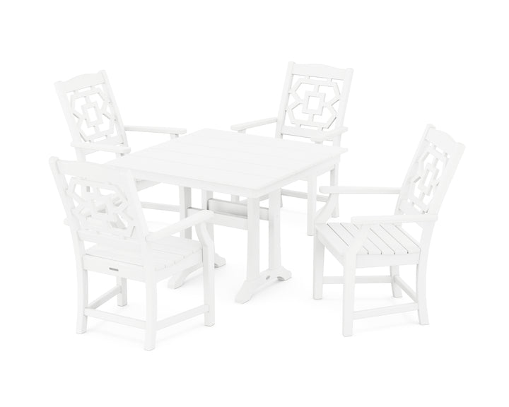 Martha Stewart by POLYWOOD® Chinoiserie 5-Piece Farmhouse Dining Set with Trestle Legs