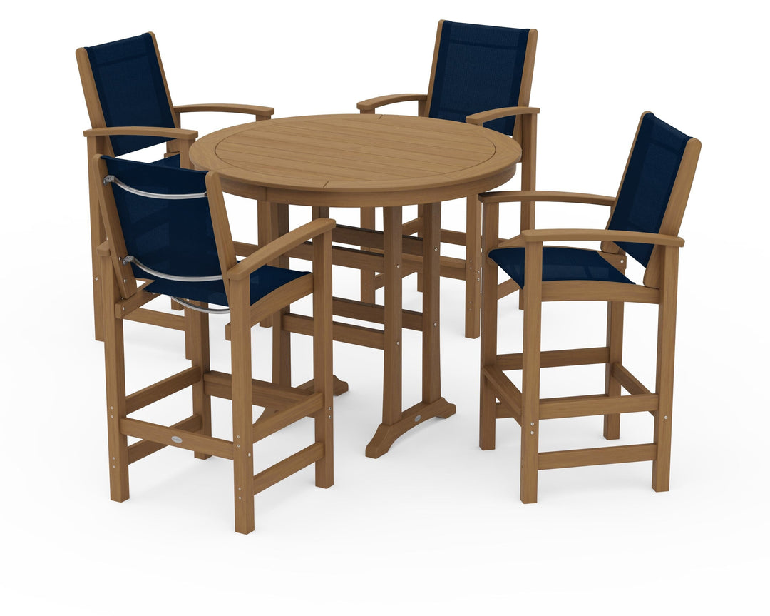 POLYWOOD® Coastal 5-Piece Nautical Trestle Bar Set