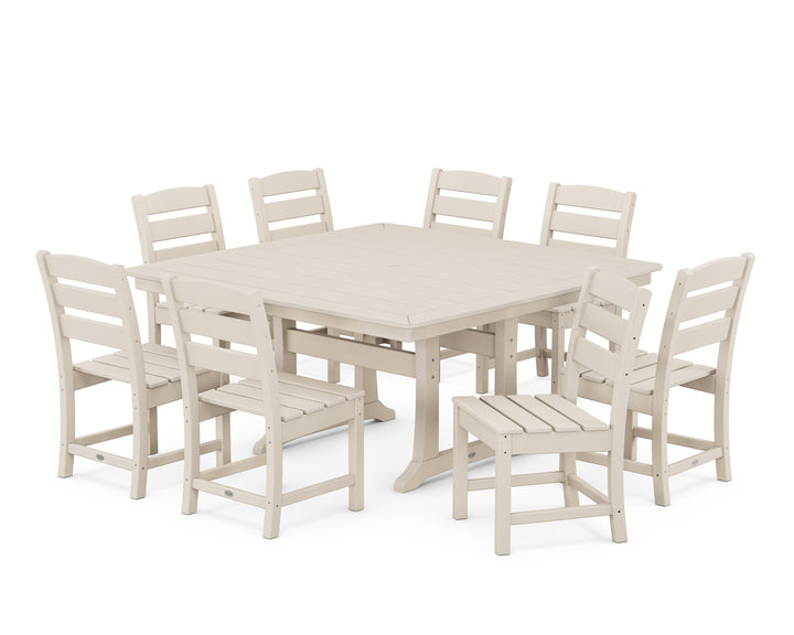 POLYWOOD® Lakeside 9-Piece Nautical Trestle Dining Set