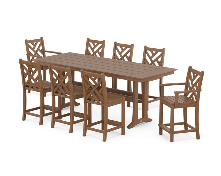 POLYWOOD® Chippendale 9-Piece Farmhouse Counter Set with Trestle Legs