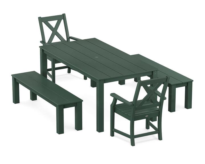 POLYWOOD® Braxton 5-Piece Parsons Dining Set with Benches