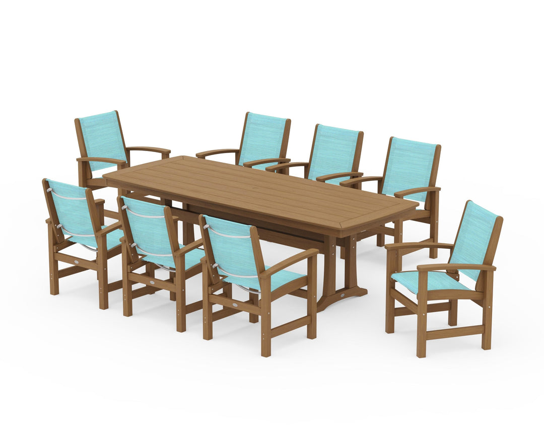 POLYWOOD® Coastal 9-Piece Dining Set with Trestle Legs