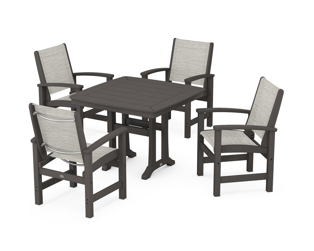 POLYWOOD® Coastal 5-Piece Dining Set with Trestle Legs