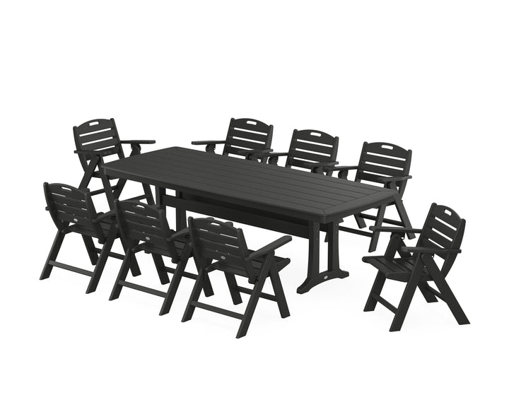 POLYWOOD® Nautical Lowback 9-Piece Dining Set with Trestle Legs