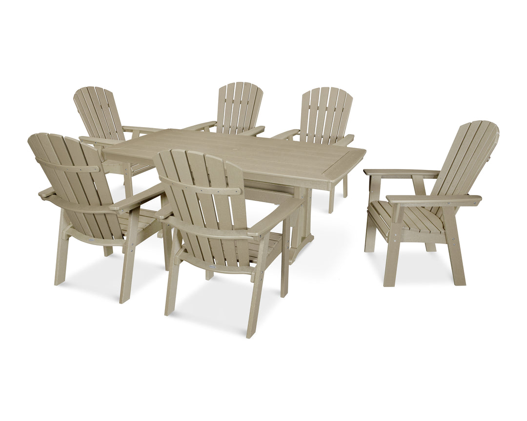 POLYWOOD® Nautical Curveback Adirondack 7-Piece Dining Set with Trestle Legs
