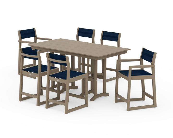 POLYWOOD® EDGE Sling 7-Piece Farmhouse Counter Set