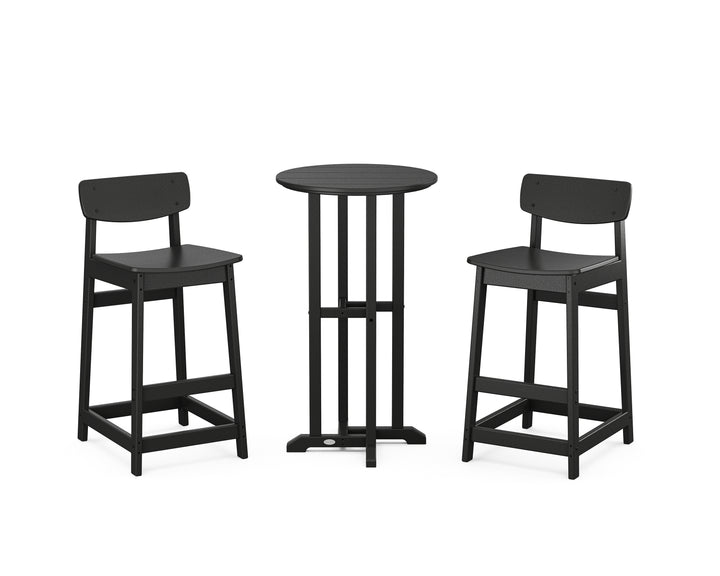 POLYWOOD® Modern Studio Urban Lowback Bar Chair 3-Piece Bistro Set