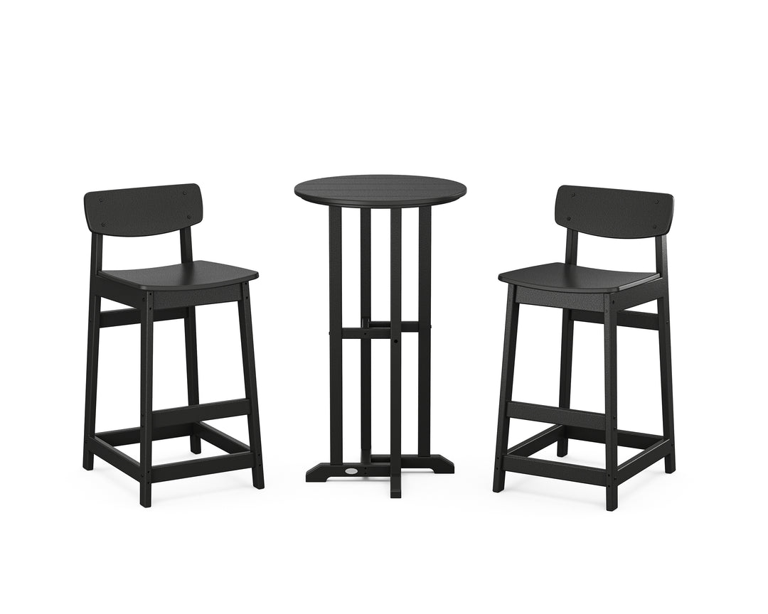 POLYWOOD® Modern Studio Urban Lowback Bar Chair 3-Piece Bistro Set