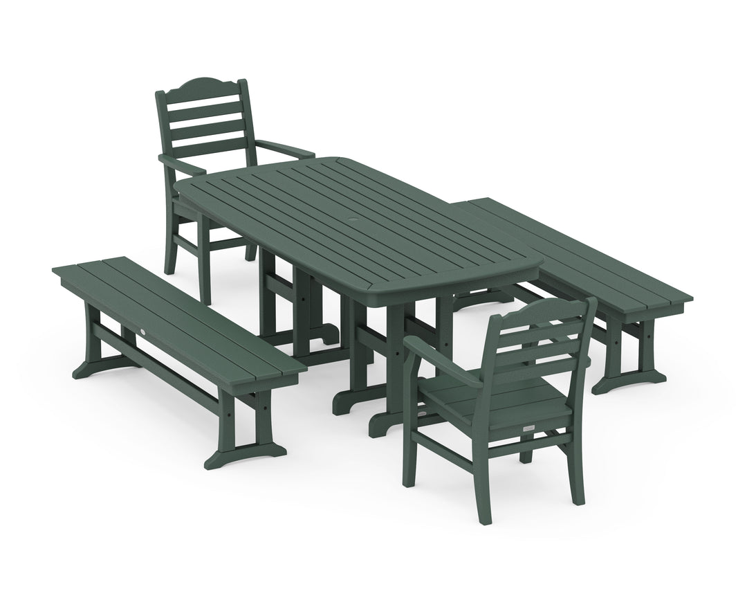 POLYWOOD® Savannah 5-Piece Dining Set with Benches
