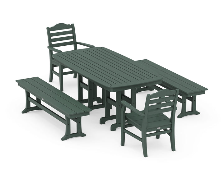 POLYWOOD® Savannah 5-Piece Dining Set with Benches