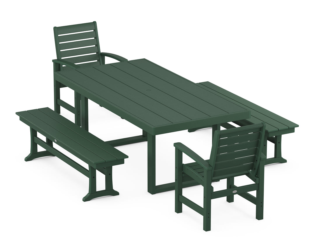 POLYWOOD® Signature 5-Piece Dining Set with Benches