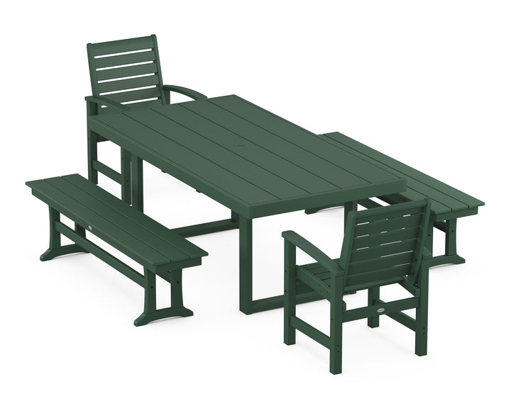 POLYWOOD® Signature 5-Piece Dining Set with Benches