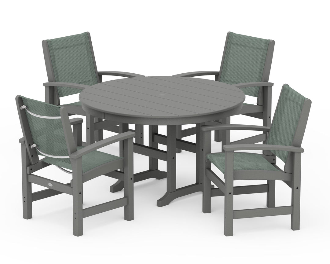 POLYWOOD® Coastal 5-Piece Round Farmhouse Dining Set