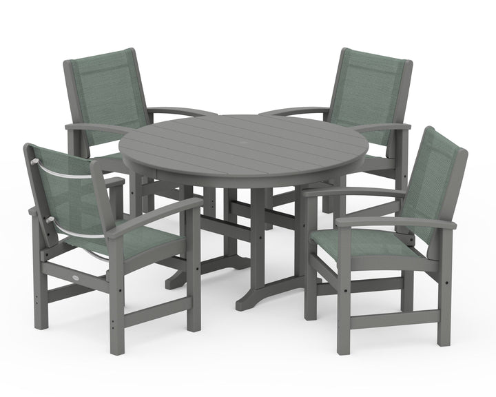 POLYWOOD® Coastal 5-Piece Round Farmhouse Dining Set